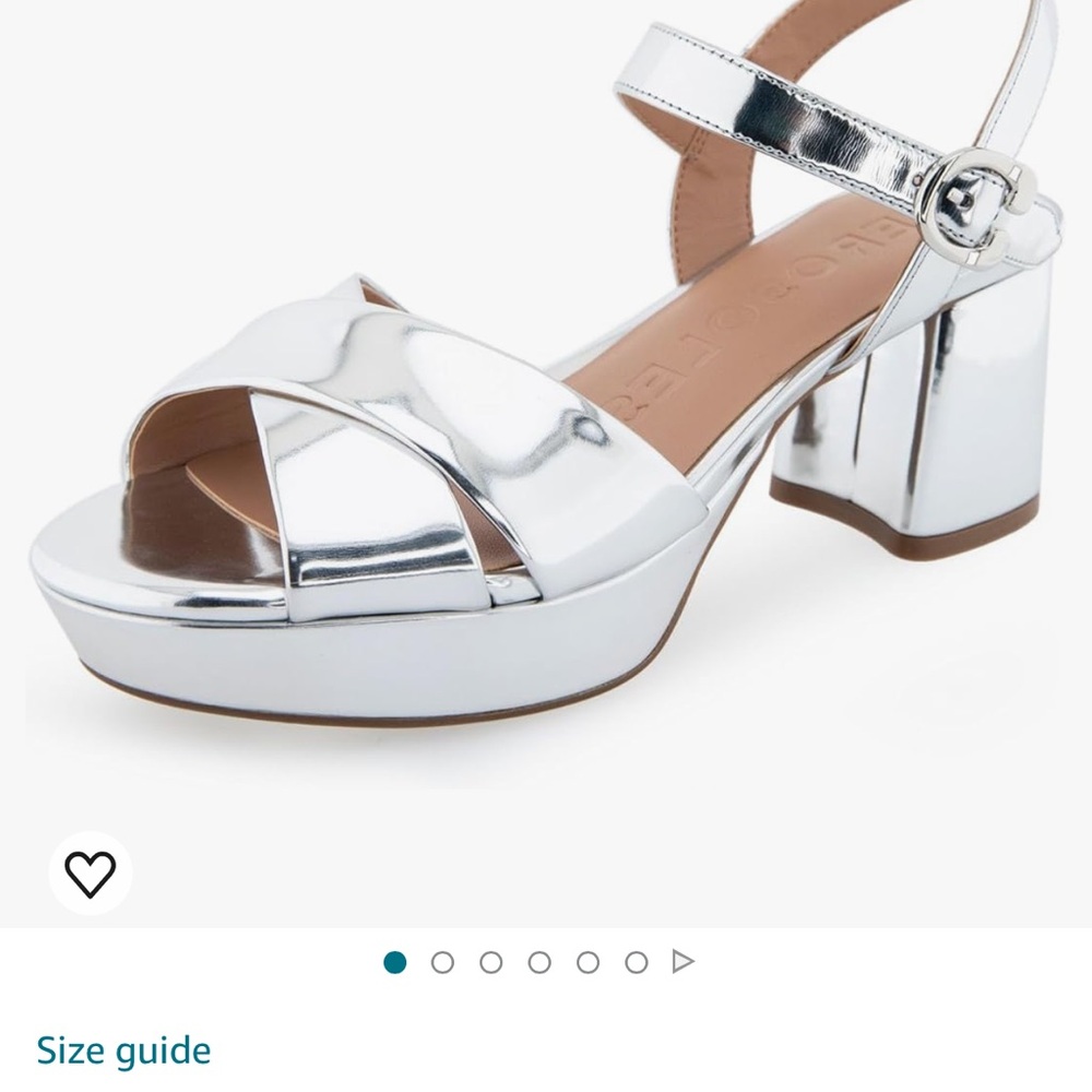 AEROSOLES Silver Platform Block Heels Size 8 Wide